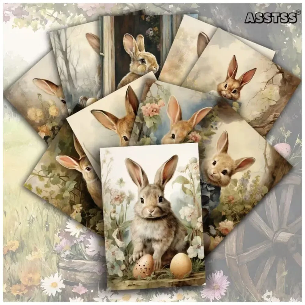 NWT 20pc Vintage Easter Bunny Postcard Set Victorian Scrapbook Journal Wall Art